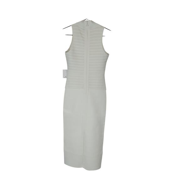 Herve Leger Sleek Alabaster Chenille Stripe Midi Dress Size S NWT - Picture 3 of 5